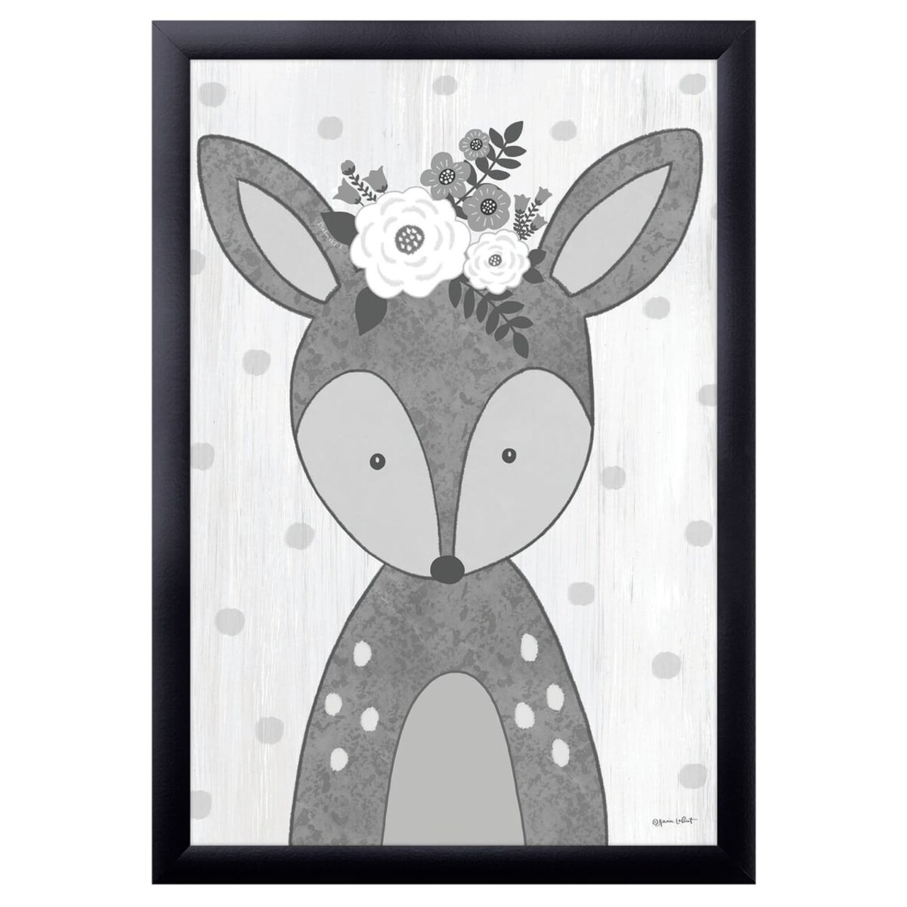 12" x 16" Little Deer Framed Wall Art, Contemporary Home Décor for Baby or Child's Room, Glass Facing and Hanging Hardware Included